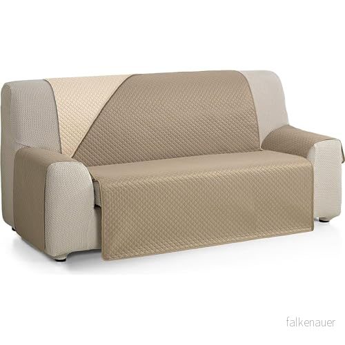 ECOMMERC3 Överdrag för 4 sits extra mjuk känsla soffa justerbart sofföverdrag med vaddering beige/läder Reversbile 8435767355438