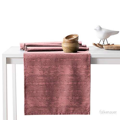 AmeliaHome Bordslöpare 30 x 80 cm lotuseffekt vattenavvisande ormhudmönster gammalrosa vesta 4251758687654