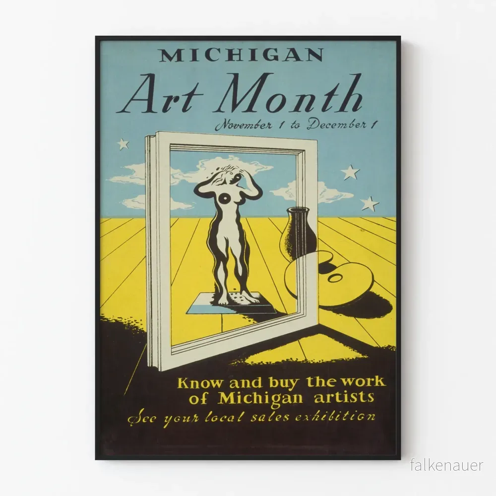 Vintageposter för Michigan Art Month för konstnärlig väggdekoration