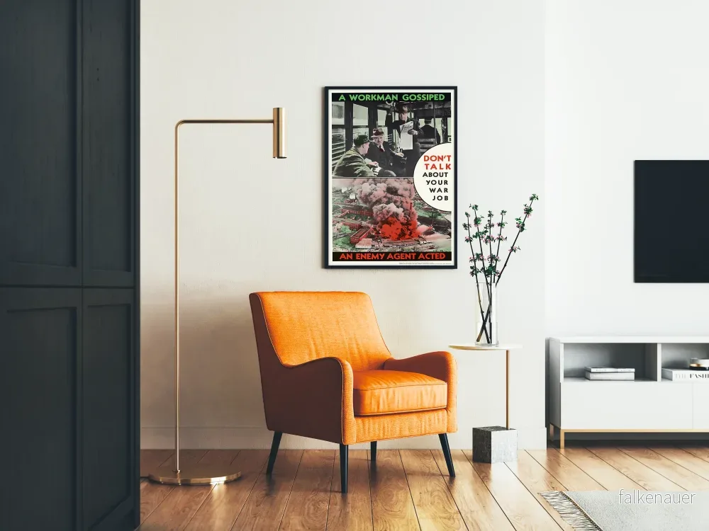 Propagandaposter - En arbetsman pratade skvallra - Vintage väggdekoration - Bild 2