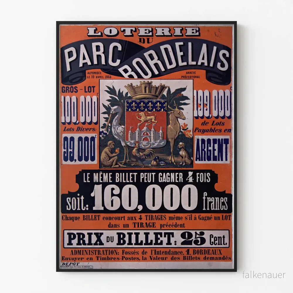 Vintageposter från Parc Bordelais lotteri - Retro väggdekoration