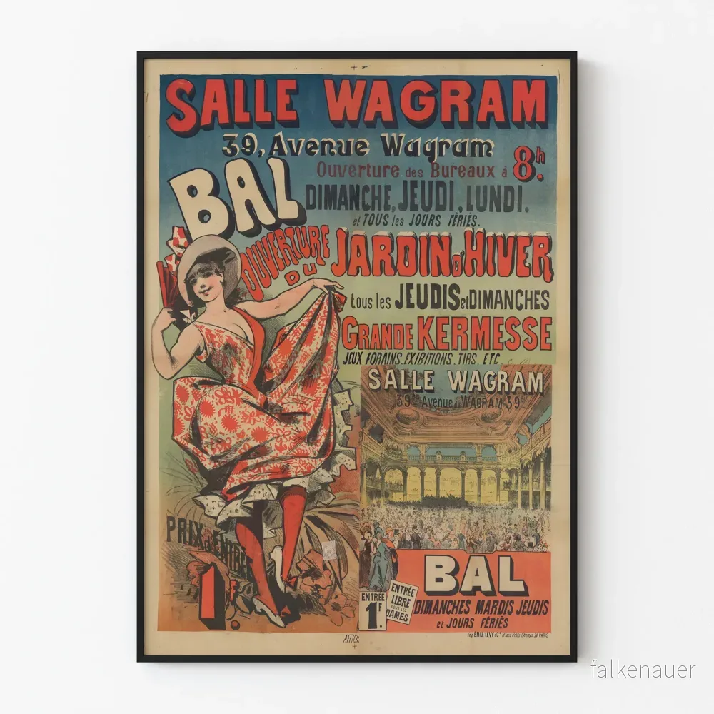 Vintageposter Bal Salle Wagram Väggdekoration