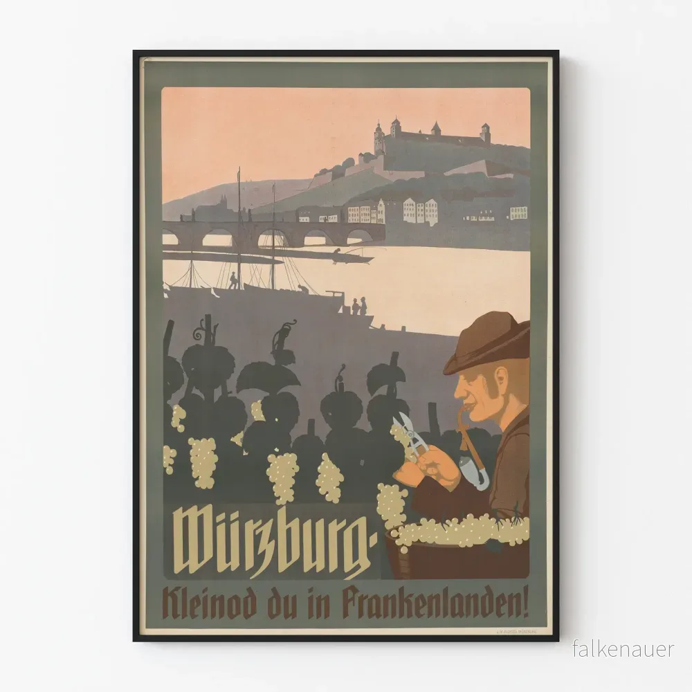 Vintageposter Würzburg Väggdekoration Vinodling och Stad Vintageposter Würzburg Väggdekoration Vinodling och Stad