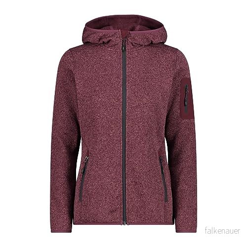 CMP Knit Tech jacka för kvinnor med fast huva, Burgundy Antracit, 40 8058949087806