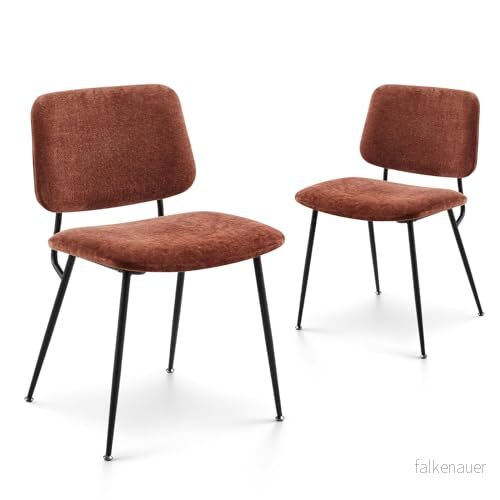 COLAMY Modern klädsel matrumsstol set med 2, tygmatrumsstolar accentmatstol snygga köksstolar solida metallben och böjd rygg, orange 6932318000615
