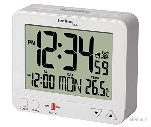 WT 195 radiostyrd väckarklocka med innertemperaturdisplay och nattljus 4029665101958