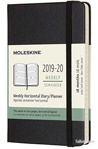 Agenda 18 Mois Semainier Horizontal 2019 20 Poche Noir Rigide 8058647629551