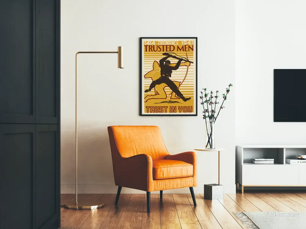 Vintageaffisch Krig 1941 Förtroende män Tro på dig - Bild 2