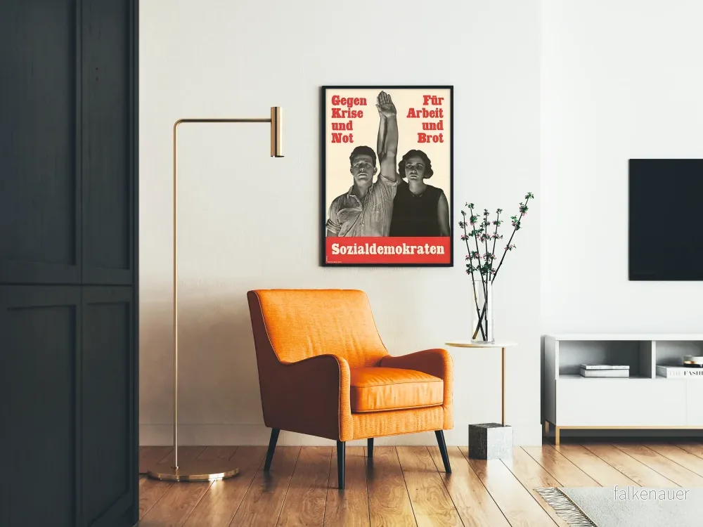 Vintage politisk poster mot krisen och för arbete och bröd - Bild 2