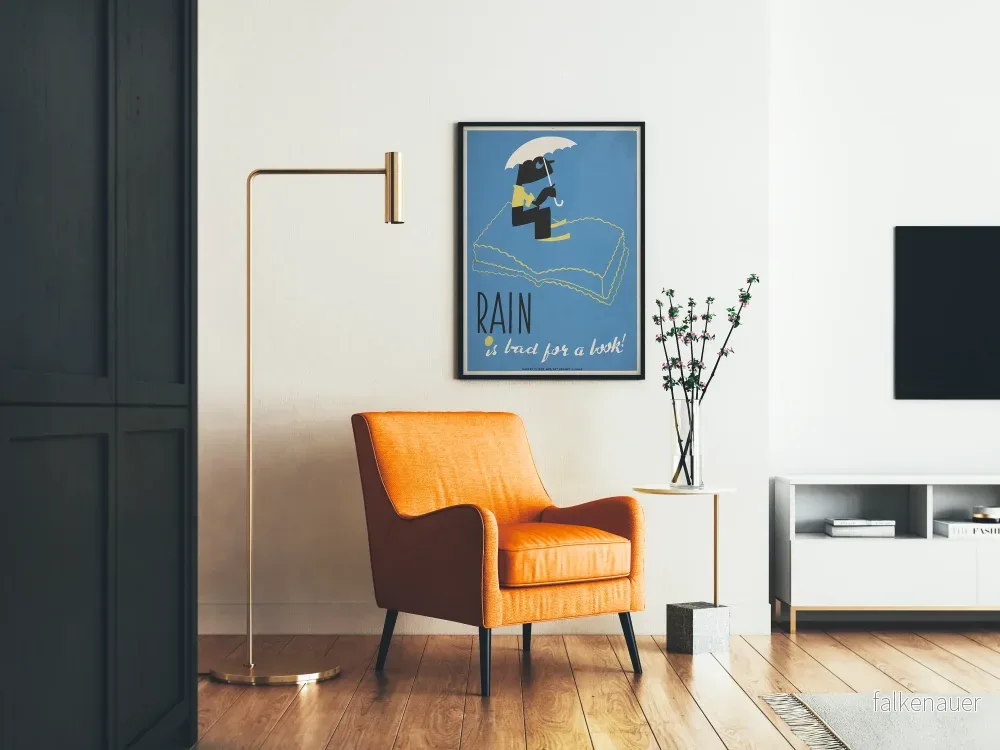 Vintageposter Rain is Bad för en bok - Litterär väggdekoration - Bild 2