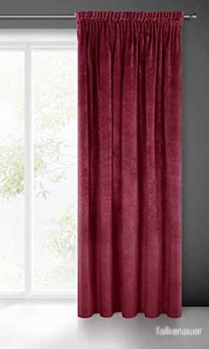 Eurofirany villa gardin sammet mjukt veckband 1 st. elegant tjock 290 g/m2 slät enfärgad fluffig modern klassisk vardagsrum sovrum lounge, bordeaux, 140 x 270 cm 5900811773573
