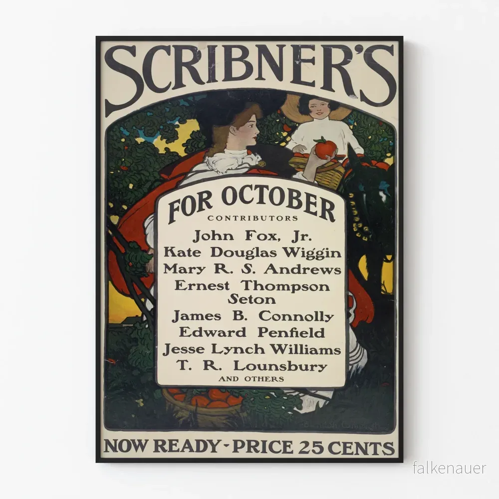 Vintageaffisch Scribner's för oktober med hösttema