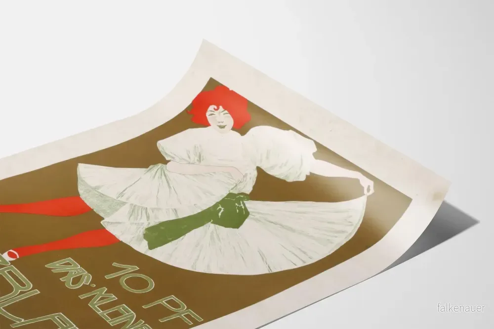Vintageposter Das Kleine Witzblatt med dansös i vit klänning - Bild 3
