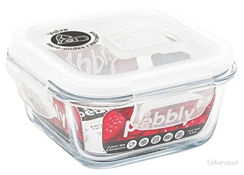 Pebbly Fyrkantig Matlåda I Glas, 320 Ml, Förvara, Värm Upp Och Ta Med Mat, 100% Lufttät 3760132812243