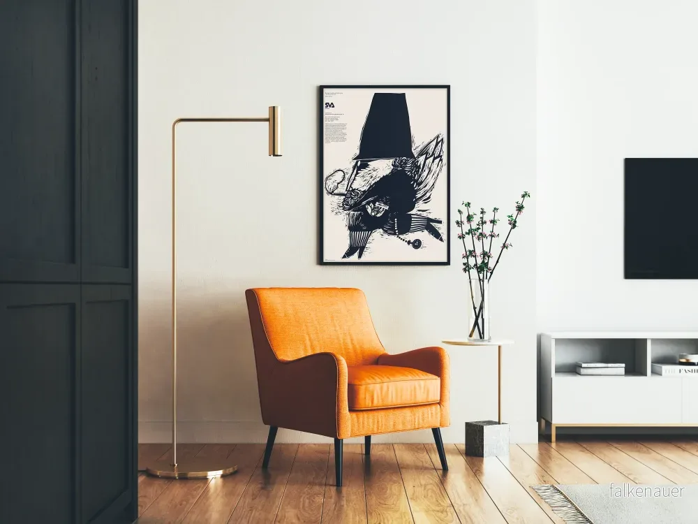 Vintageillustration i svartvitt för väggdekoration - Bild 2