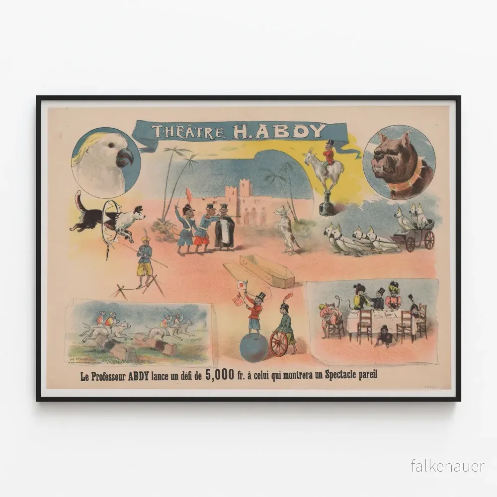 Vintageaffisch Teater H. Abdy – Enastående utmaning för spektakel