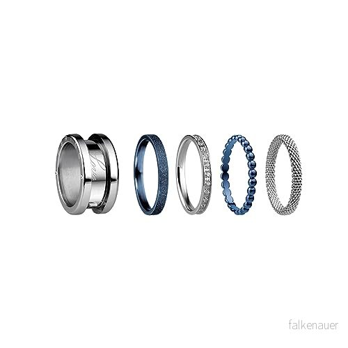 BERING Uppsättning ringar i silver och blått, för kvinnor, med en unik anordning att vrida loss byta, Symphony Set A 4894041774350