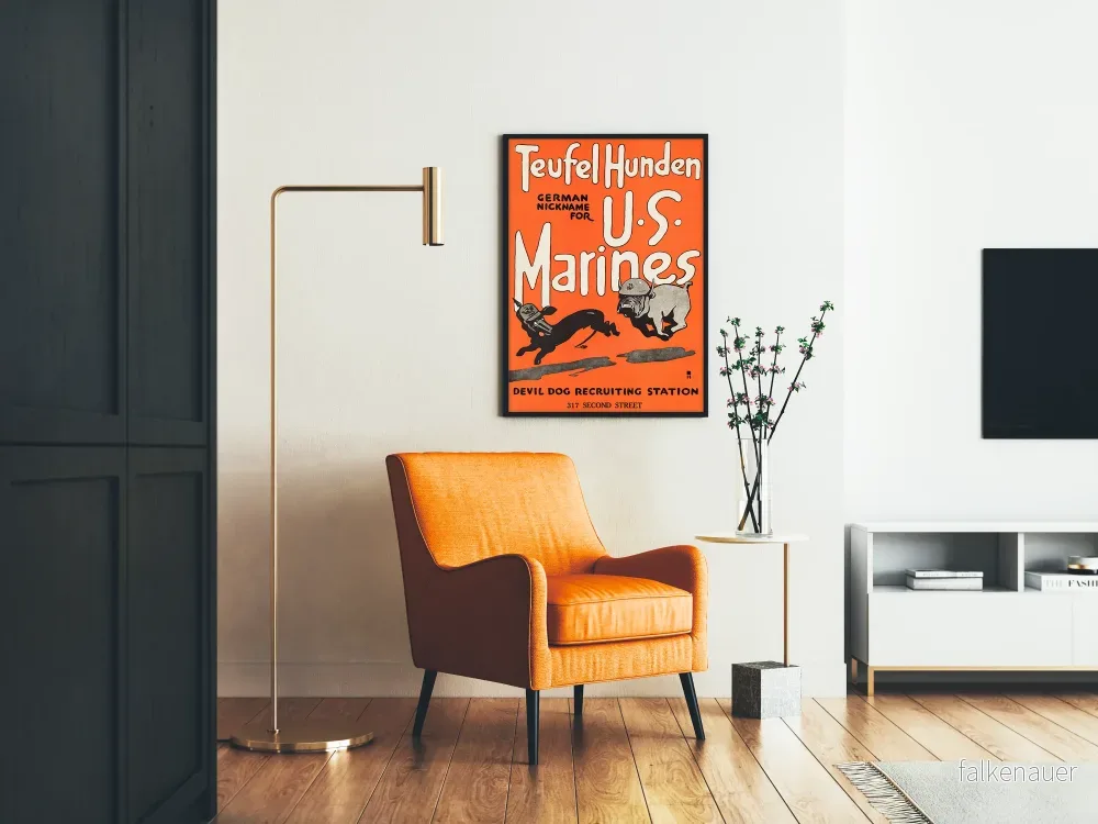 Vintageposter Teufel Hunden U.S. Marines väggdekoration - Bild 2