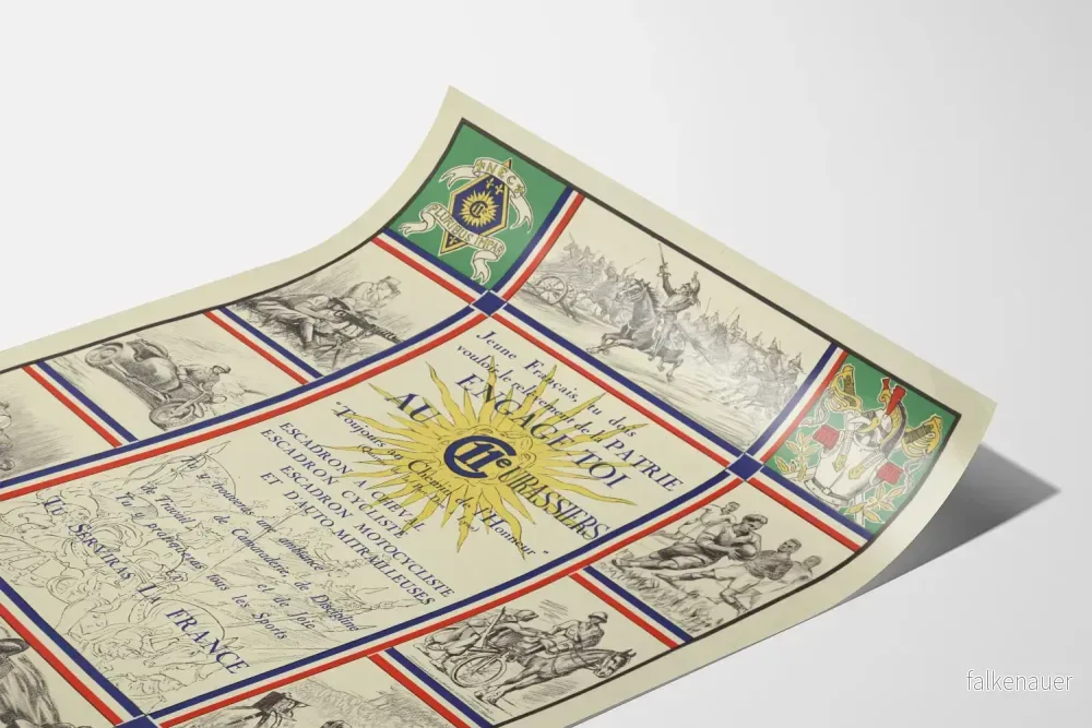Rekryteringsposter för armén 11:e pansarregementet Vichy vintage - Bild 3