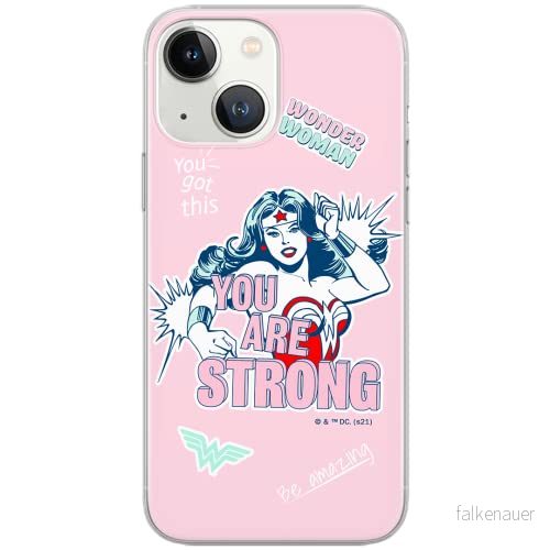 ERT GROUP mobiltelefonfodral för Iphone 13 MINI originalt och officiellt licensierat DC mönster Wonder Woman 025 Vit optimalt anpassad till formen på mobiltelefonen, fodral tillverkad av TPU plast 5903932932348