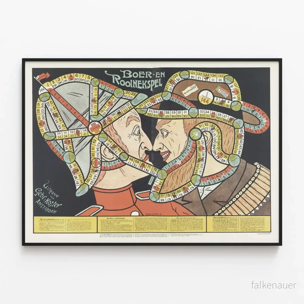 Vintage affisch för sällskapsspelet Boer en Rooiniekspel