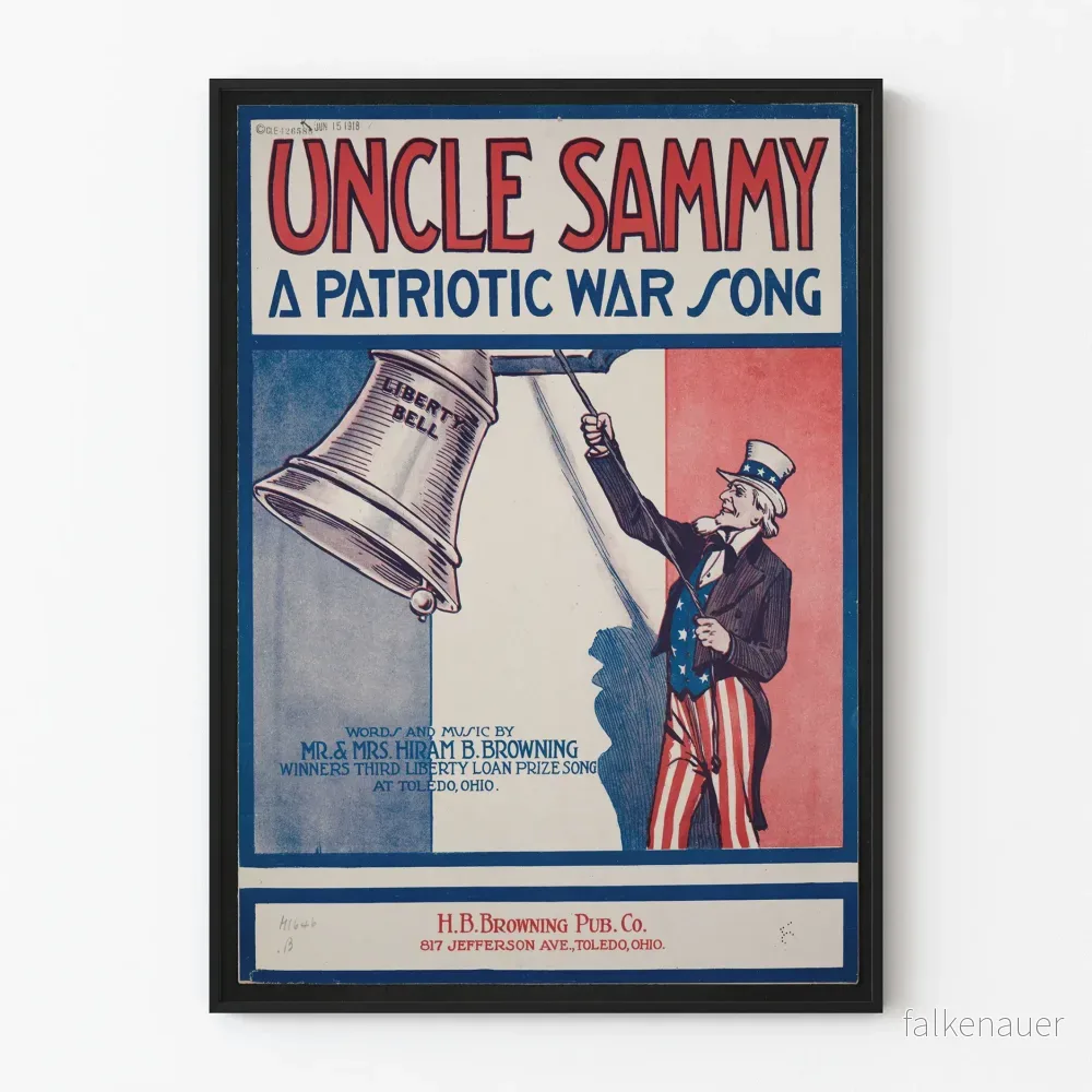 Vintageposter Uncle Sammy – Krigsnationalistisk sång Vintageposter Uncle Sammy – Krigsnationalistisk sång