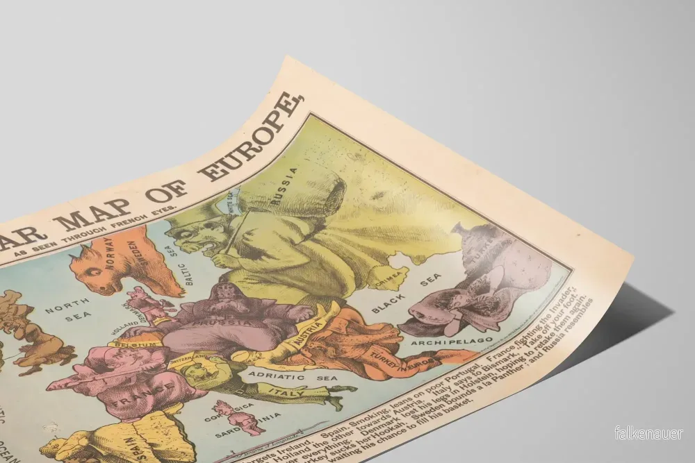 Satirisk karta över Europa i krig sett genom Frankrike - Bild 2