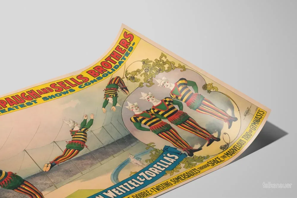 Vintageaffisch av cirkusen Adam Forepaugh och Sells Brothers - Akrobater och voltigeurgymnaster - Bild 2