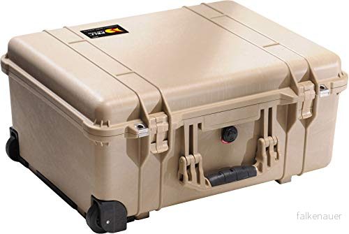 PELI 1560 stötsäker transportlåda för kamerautrustning och ömtåliga instrument, IP67 vatten dammtät, 44 liters kapacitet, tillverkad i Tyskland, inget skum, ökenbeige 19428106195