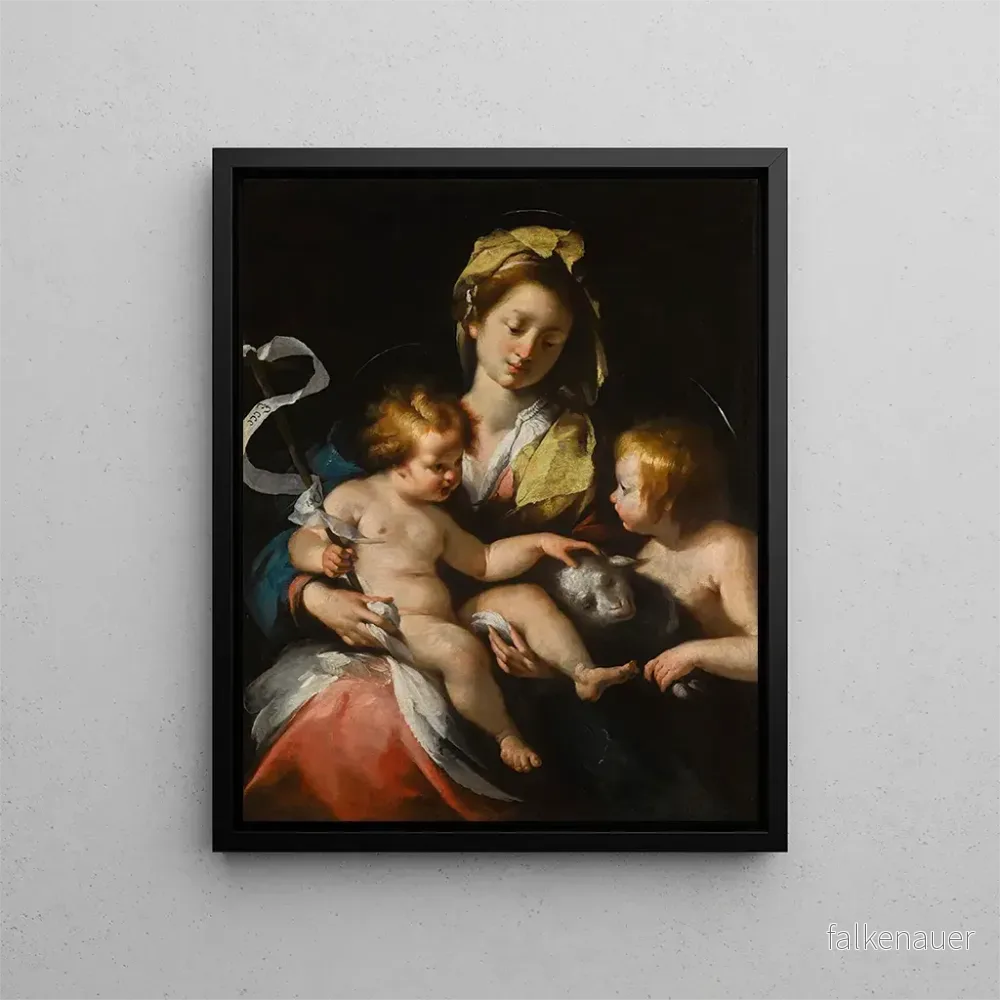 Målning La Vierge à l'Enfant avec le petit saint Jean-Baptiste - Bernardo Strozzi | Konsttryck