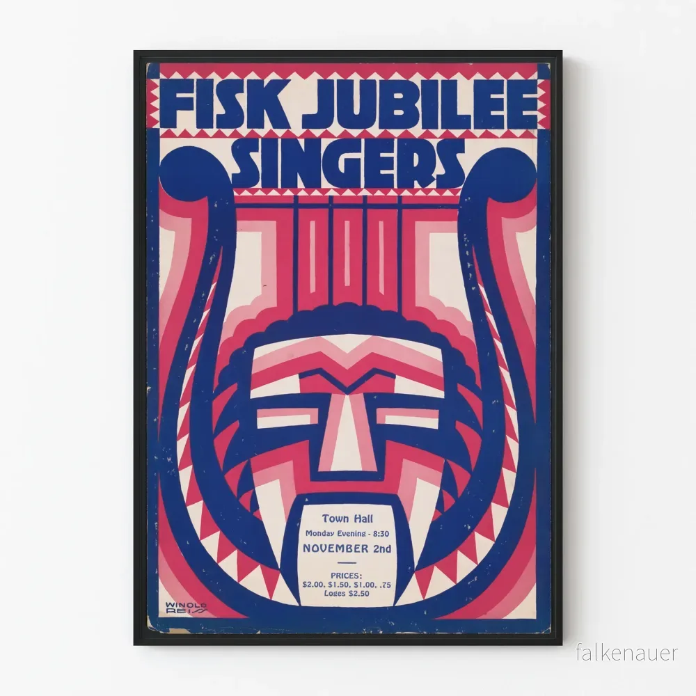 Dekorativ poster Fisk Jubilee Singers med motiv av harpa och mask Dekorativ poster Fisk Jubilee Singers med motiv av harpa och mask