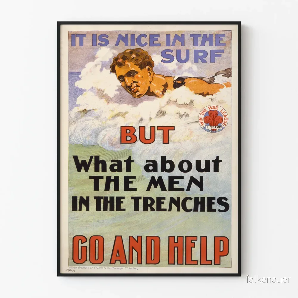 Vintage propagandaposter för militär propaganda - Stöd till soldater i skyttegravarna