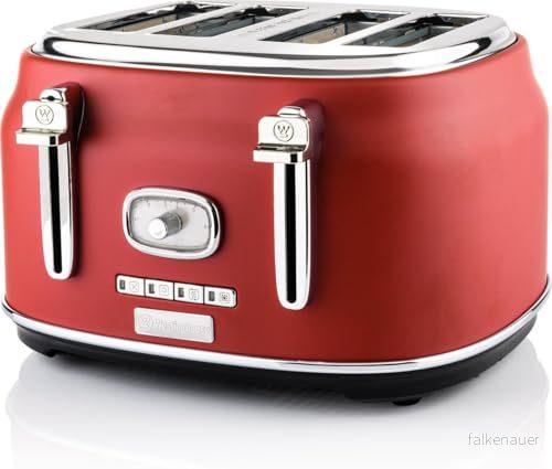 Westinghouse Retro Toaster 4 skivad brödrost röd 4895218314706