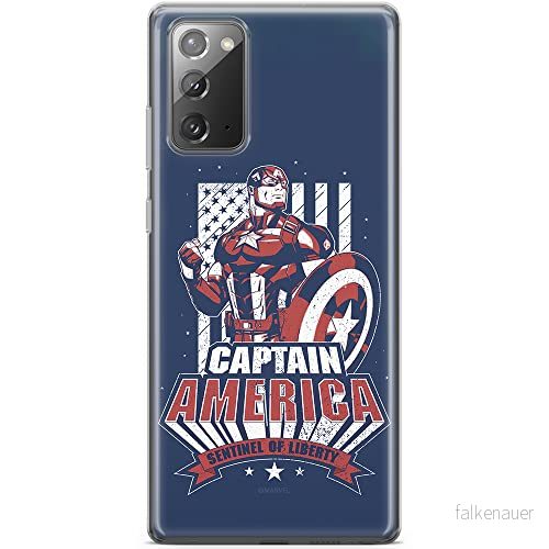 ERT GROUP mobiltelefonfodral för Samsung GALAXY NOTE 20 originalt och officiellt licensierat Marvel mönster Captain America 018 anpassad till formen på mobiltelefonen, fodral tillverkad av TPU plast 5903040451151