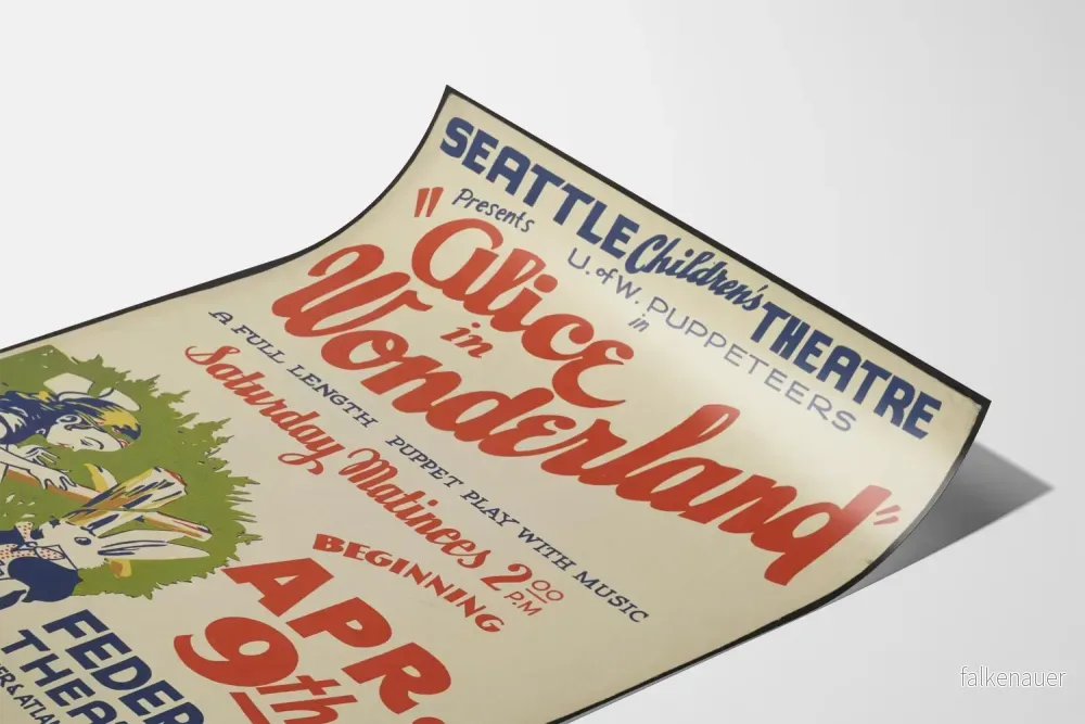 Vintageaffisch Alice i Underlandet teater för barnrumsinredning - Bild 3