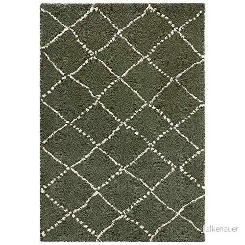 Mint Rugs Matta med hög lugg hash mjuk fluffig allure rombmönster (160 x 230 cm, 100% polypropen, lämplig för golvvärme, robust), olivgrön/kräm 4260659065089