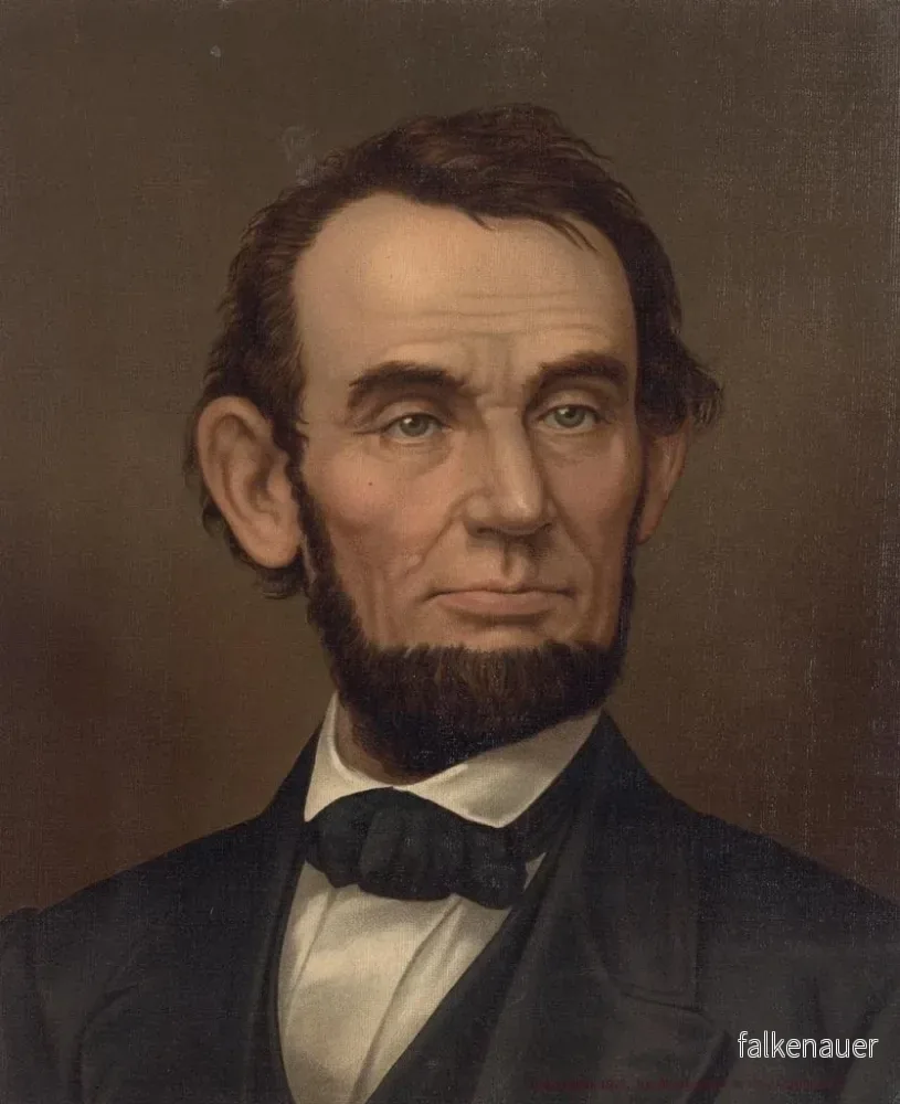 Målning porträtt i helfigur av Abraham Lincoln med skägg - Strobridge Co Lith | Konsttryck - Bild 2
