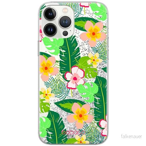 ERT GROUP mobiltelefonfodral för Apple Iphone 14 originalt och officiellt licensierat Babaco mönster Flowers 019 optimalt anpassad till formen på mobiltelefonen, med glitter overflow effekt 5905511596965