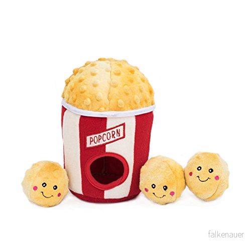 ZippyPaws Matkompisar gräver sig, interaktiv pipig dölj och sök plysch hundleksak popcornhink 818786018603