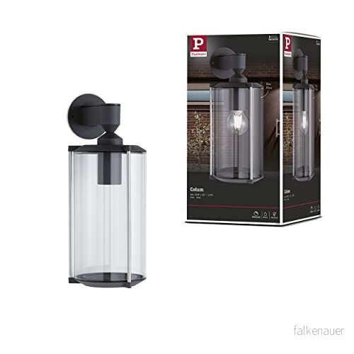 Paulmann 94282 utomhusbelysning vägglampa klassisk rund max. 60 watt grå trädgårdsbelysning glas utomhusvägg E27 4000870942826