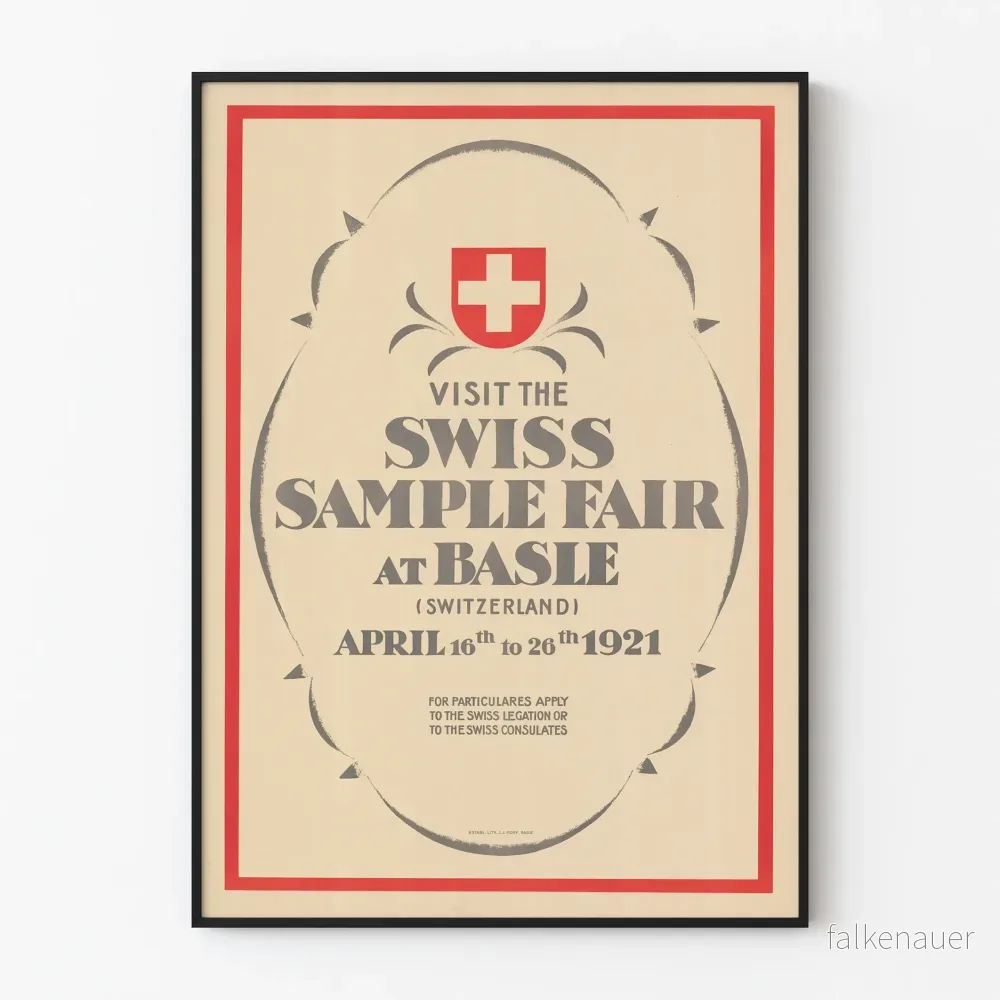 Vintage schweizisk provmässa Basel 1921-Poster