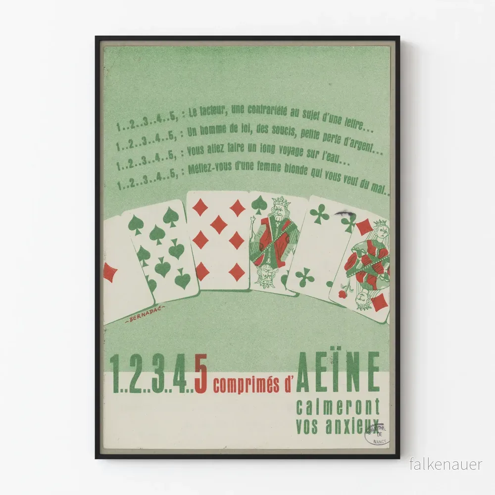 Vintage reklamposter för AEÏNE-tabletter mot ångest