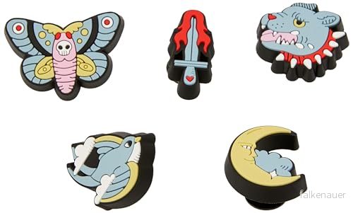 Crocs Unisex tatuerade retro 5 pack skoberlocker, En storlek, Tatuerad retro, Storlek 196265405282