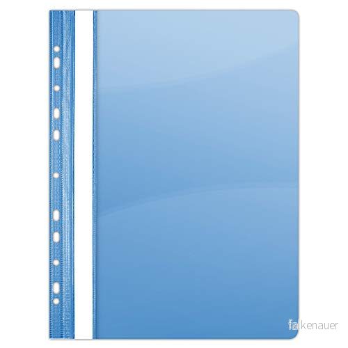 DONAU 1704001PL 10 plast häftapparat perforerad A4 blå, siftapparat slitstark PVC hård glasklar täckblad klämmapp för kontor och skola, eurohål pack 5901498037323