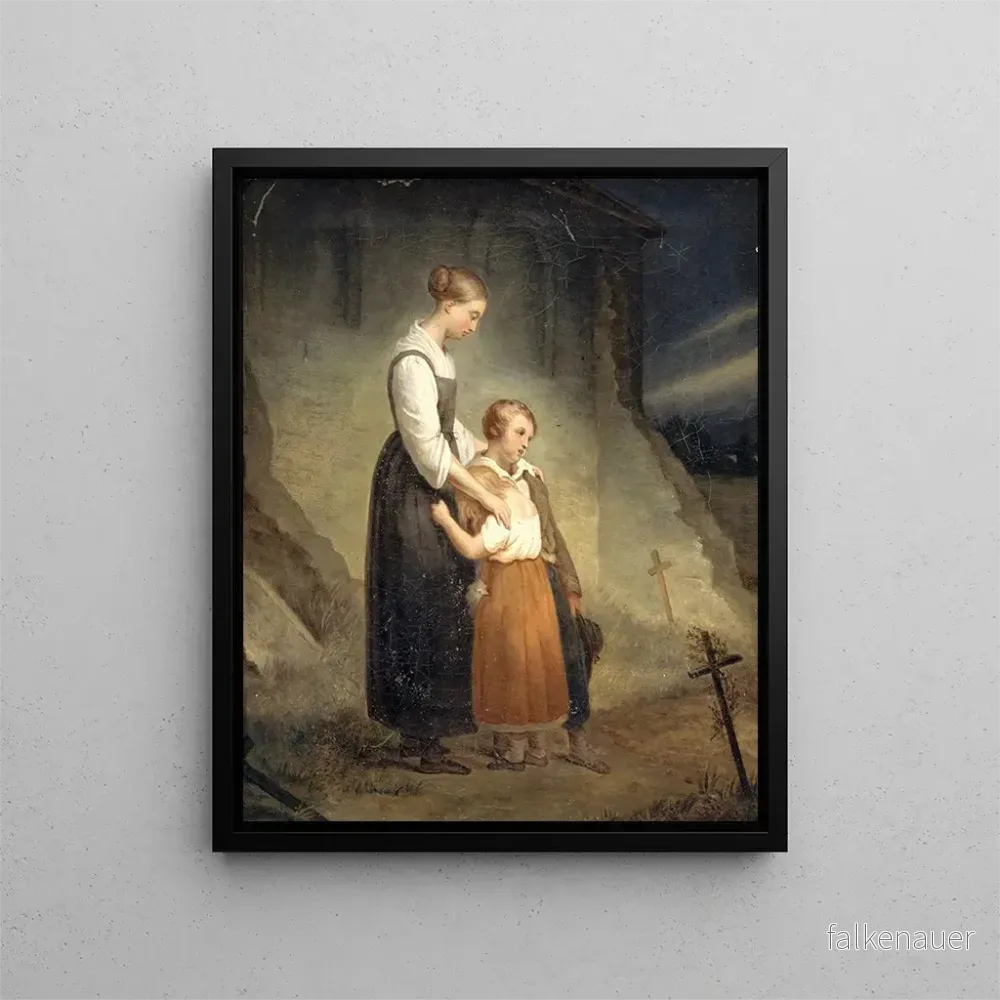 Målning Les orphelins - Ary Scheffer | Konsttryck