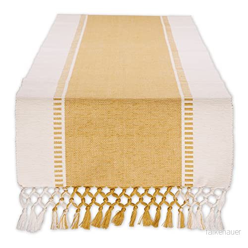 DII Dobby randig vävd bordslöpare, bomull, honungsguld, 13 x 108 cm 72456138842