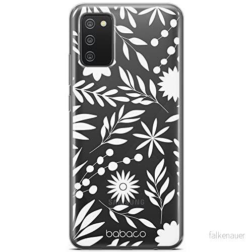 ERT GROUP mobiltelefonfodral för Samsung A02S originalt och officiellt licensierat Babaco mönster Flowers 023 Vit optimalt anpassad till formen på mobiltelefonen, gedeeltelijk transparant 5904805806919