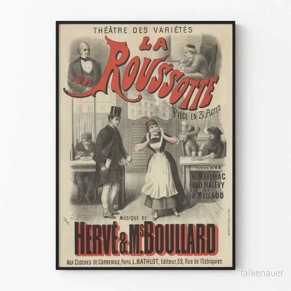 Vintageaffisch för teatern La Roussotte - Konstnärlig väggdekoration