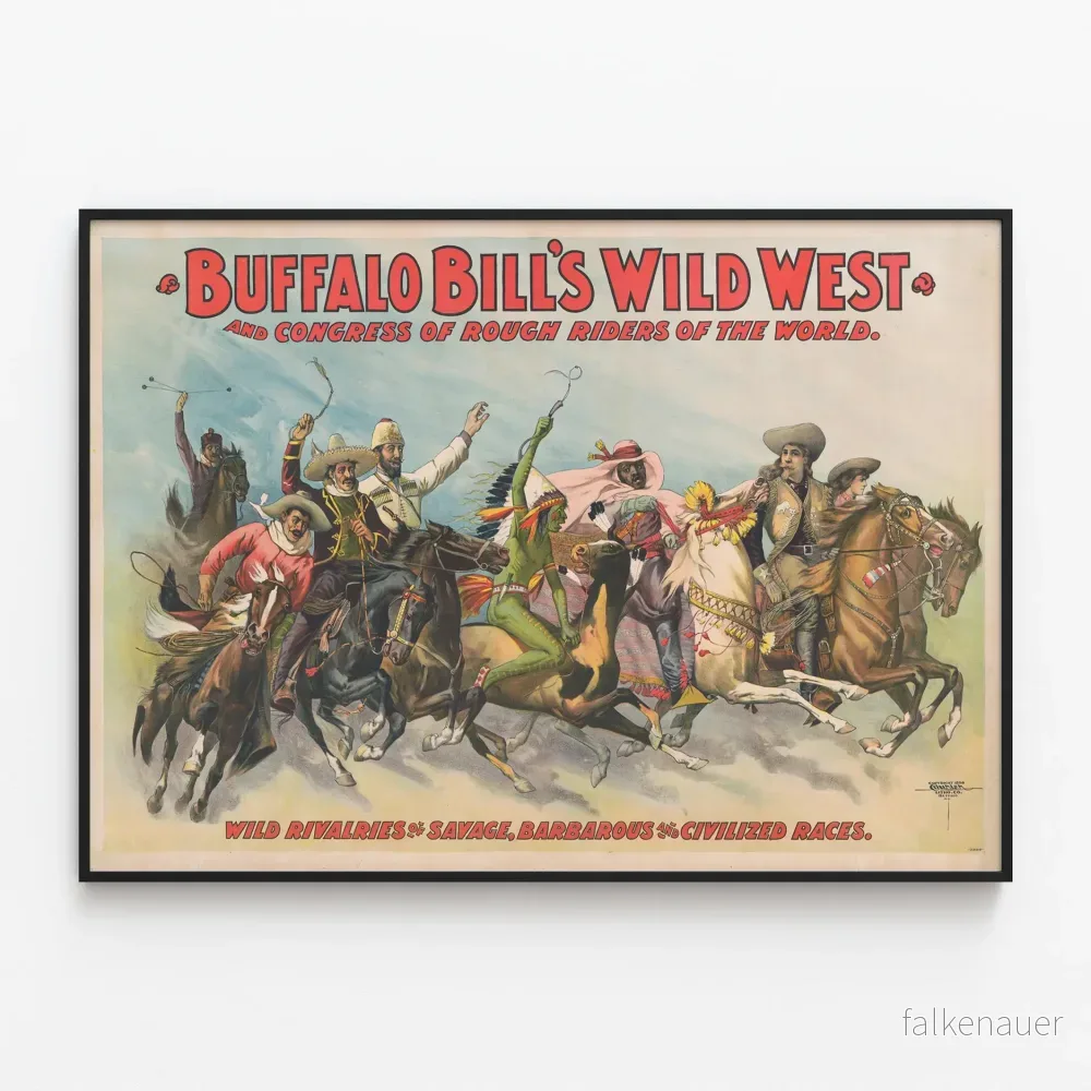 Vintageposter Buffalo Bill’s Wild West – Väggdekoration Western Hästtema