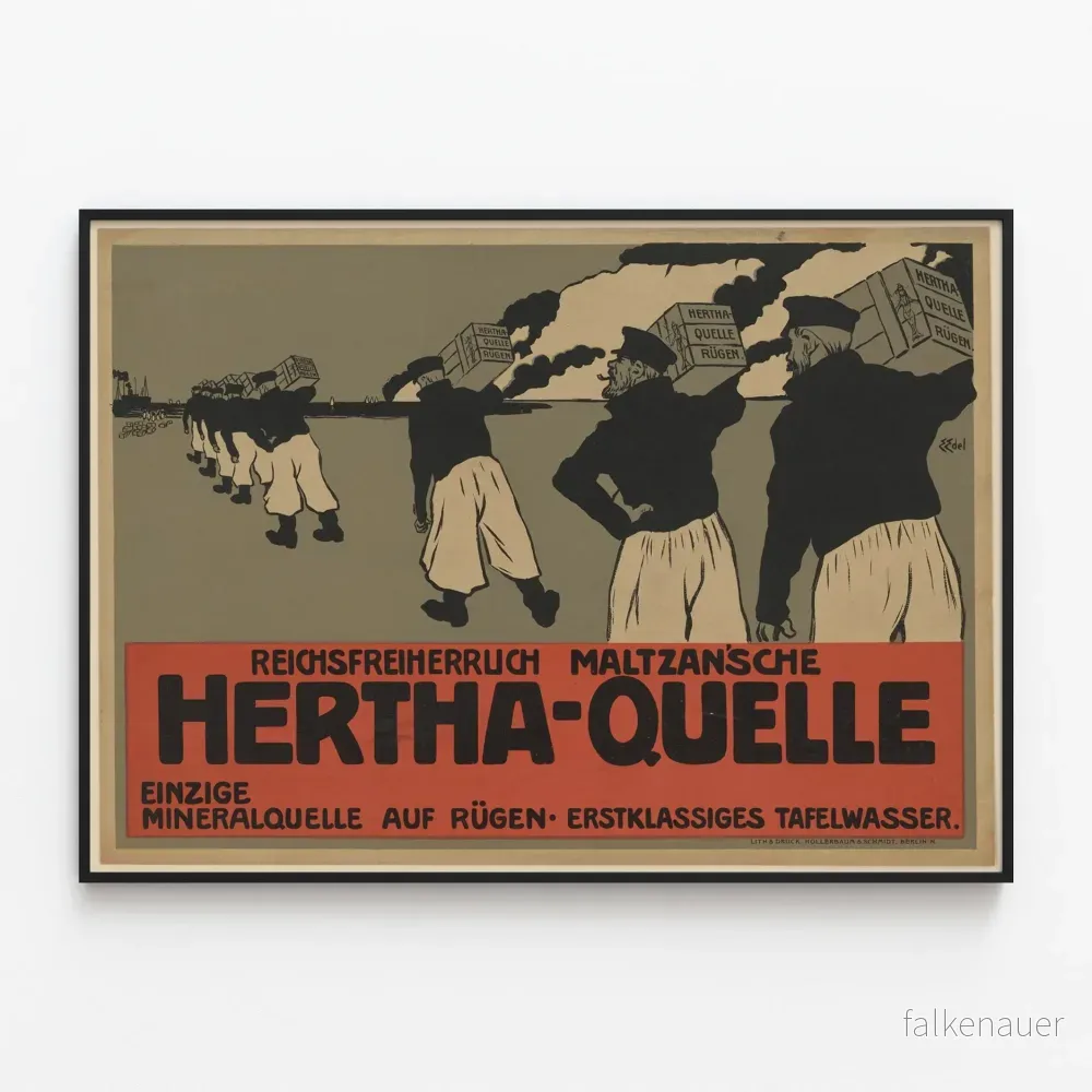 Vintage reklamposter Hertha-Quelle mineralvatten